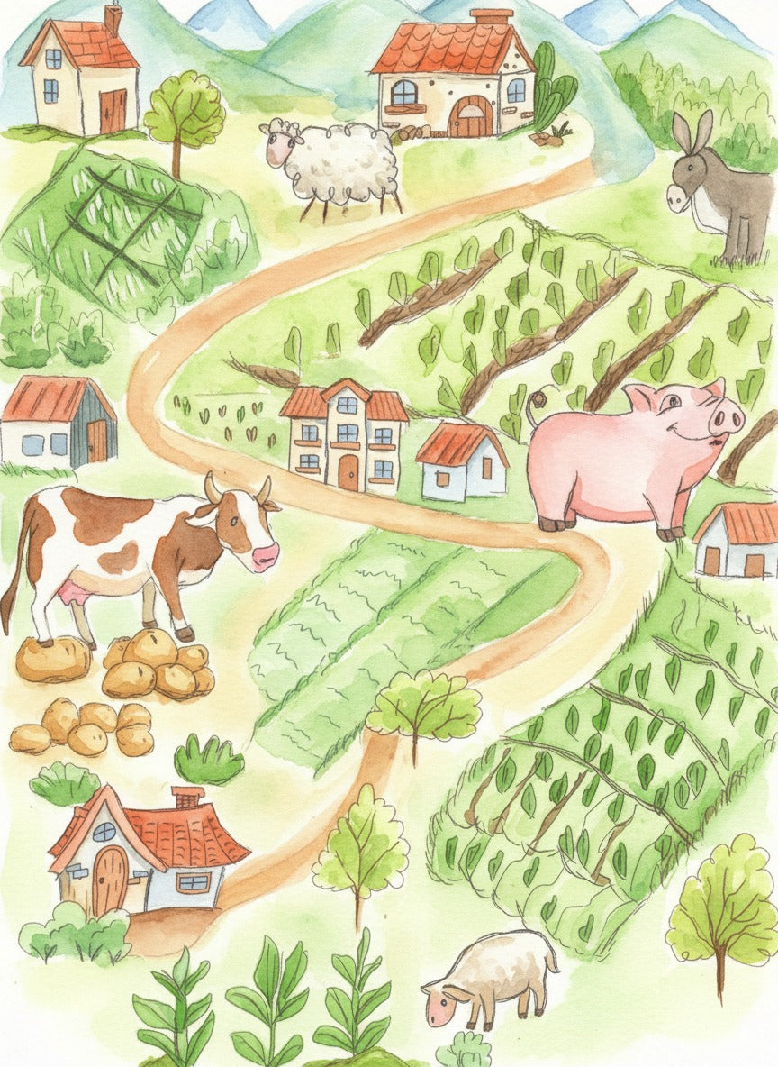 Hand-drawn Village Map